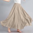 thumbnail image 5 of EINCcm Womens Linen Maxi Skirts Summer Boho Solid Beach Elastic High Waist Pleated A-Line Flowy Swing Ankle Long Maxi Skirts, 5 of 6