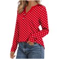 thumbnail image 3 of Generic Womens Fall Tops Casual Dressy Polka Dot Graphic V Neck T Shirts 3/4 Length Sleeve Loose Fit Button Work Blouse, 3 of 4