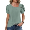 thumbnail image 2 of Camisas de Color Sólido para las Mujeres Manga Corta Cuello V Tops Casuales Blusa de Verano, Transpirable Hecha para Más Camisa Mujer Primavera Moda Tee Uso Diario, 2 of 9