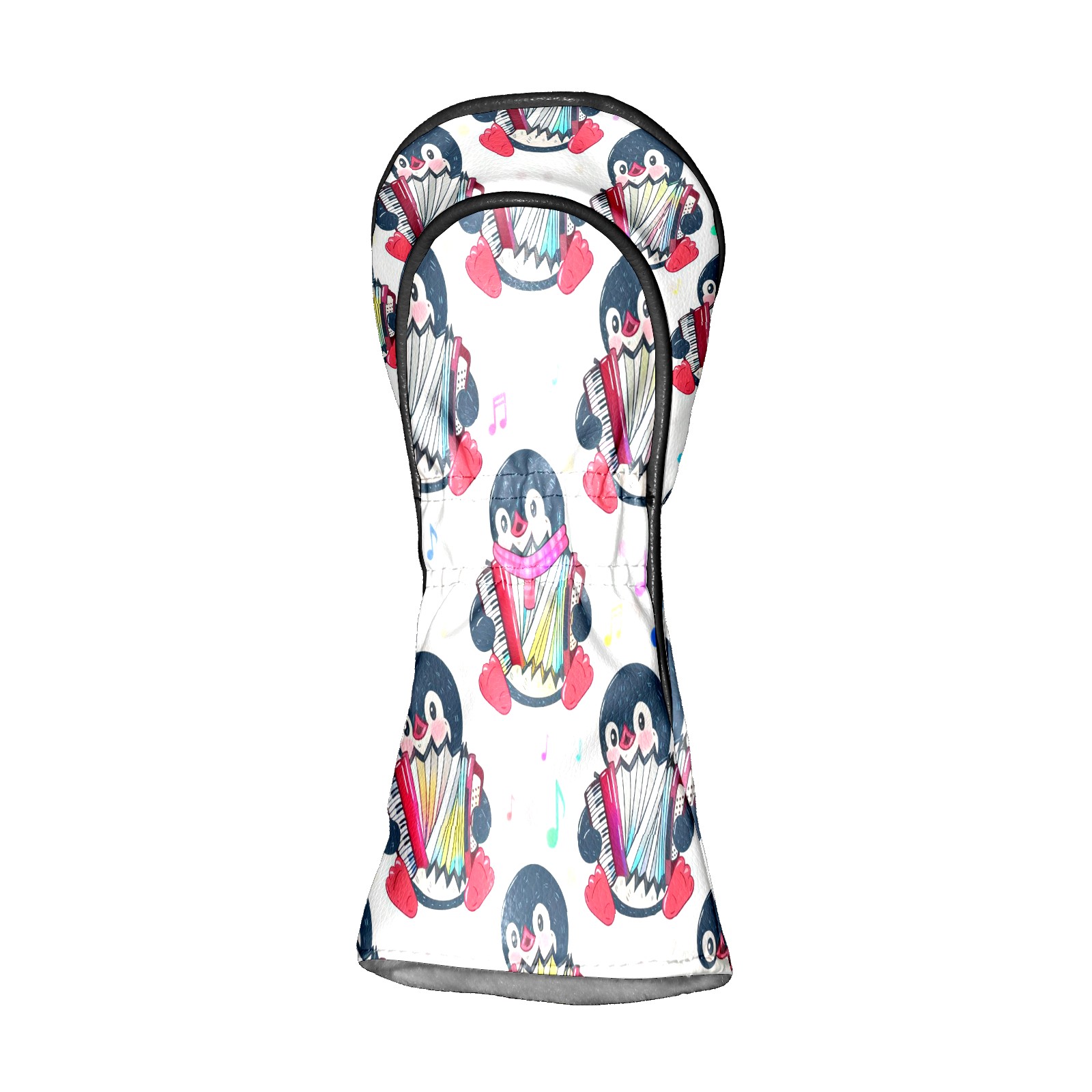 Golf Club Head Covers - Playful Penguin White Design, Premium PU Leather Driver Hybrid Headcovers with Velvet Lining, Waterproof Golf Gifts for Men Women