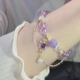 thumbnail image 5 of Light Luxury Purple Glass Crystal Beaded Bracelets for Women Chic Butterfly Tassel Pendant Bracelets Sweet Girl Wrist Jewelry, 5 of 5