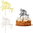 thumbnail image 4 of New Hand Writing Happy Birthday Cake Topper Black Acrylic Birthday Cake Topper For Kids Birthday Party Supplies Cake Decorations, 4 of 5