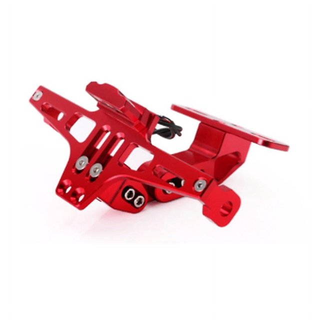 Soporte universal para matrícula de motocicleta con luz de giro LED ajustable en rojo