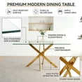 thumbnail image 5 of Sumdeal 7-Piece Dining Set, 63 in Glass Dining Table with 6 Black Velvet Chairs, Gold Legs, 5 of 9