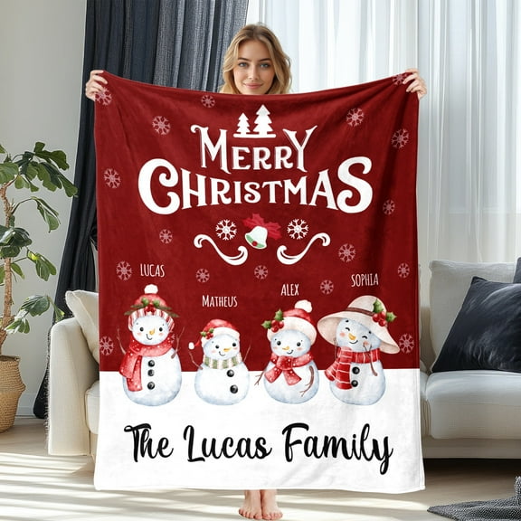 JML Custom Christmas Soft Flannel Blanket - Customized Name Throw Blanket, Eco-Friendly Printing, Multiple Sizes