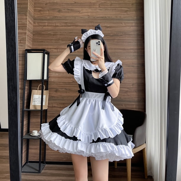 Traje de sirvienta para Halloween, vestido de sirvienta francesa, disfraz de cosplay, delantal clásico, exótico para mujer.