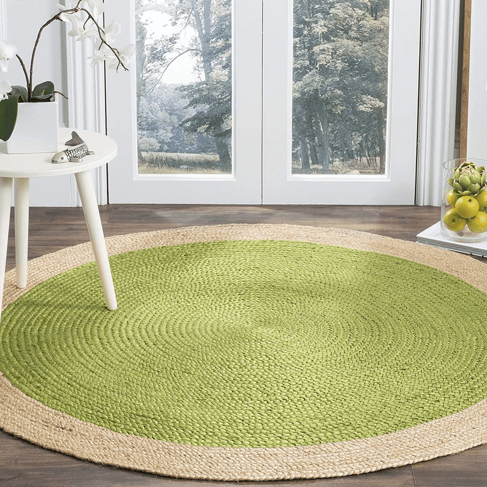 Jaipur Art And Craft Beautiful 100x100 cm (3.33 x 3.33 Square feet) Multicolor Round Jute Area Rug