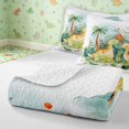 thumbnail image 4 of Manfei Cute Cartoon Dino Wildlife Bed Spread Queen,Kawaii Palm Tree Queen Coverlet Set,White Green,3-Piece,1 Quilt and 2 Pillowcases, 4 of 7