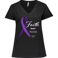 thumbnail image 3 of Inktastic Testicular Cancer Awareness Faith over Fear Women's Plus Size V-Neck T-Shirt, 3 of 5