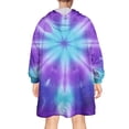 thumbnail image 2 of Purple Blue Tie Dye Spiral Pattern Wearable Oversized Blanket,Wearable Blanket Hoodie for Adults,Cozy Hooded Blankets with Super Pockets,Super Warm Fuzzy Pullover for Women & Men, 2 of 6
