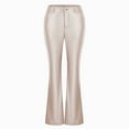 thumbnail image 4 of XFLWAM Women's Faux Leather Pants Mid Waist Flare Bell Bottom Leggings Casual Solid Color Pants with Pockets Beige S, 4 of 6