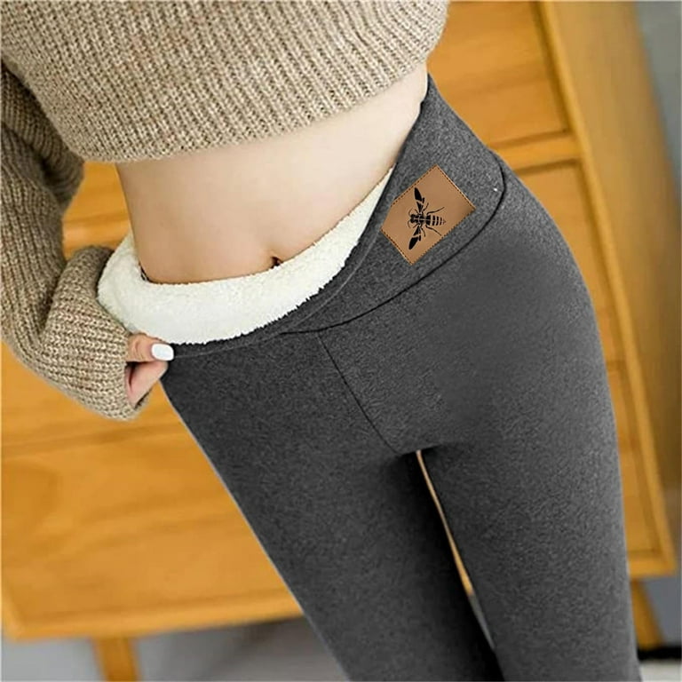 EQWLJWE Sherpa Fleece Lined Leggings for Women Autumn Winter Warm Thermal  Pants Stretchy High Waist Velvet Pants 