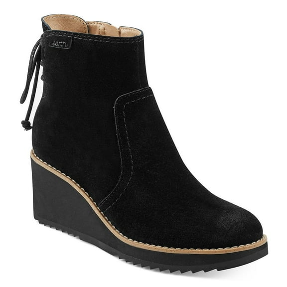 Earth Women's Calia Wedge Ankle Booties, Black-suede, 8