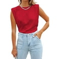 thumbnail image 2 of Liacowi Women Crew Neck Padded Shoulder Tank Tops Sleeveless Summer Tee Shirts Loose Casual Tops Blouse, 2 of 5