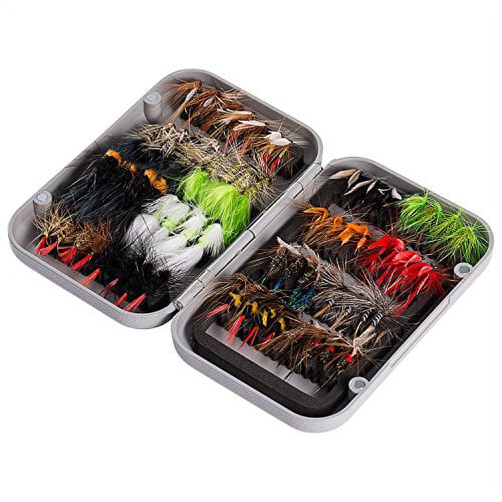 Bassdash Fly Fishing Assorted Flies Kit, Pack of 64 pcs Fly Lure Including Dry Flies, Wet Flies, Nymphs, Streamers, Terrestrials, Leeches and More, with Magnetic Fly Box - image 2 of 3