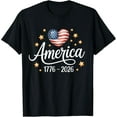 thumbnail image 2 of 100% Cotton Pretty Flag Heart 1776 2026 July 4th 250th Birthday T-Shirt, 2 of 5