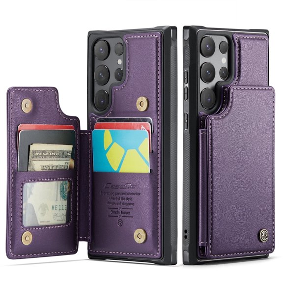Dandapaier for Samsung Galaxy S25 Ultra Wallet Case with Card Holder, Durable Shockproof Kickstand, RFID Blocking Wallet Phone Card Holder, Leather Case Designed for Men and Women，Purple