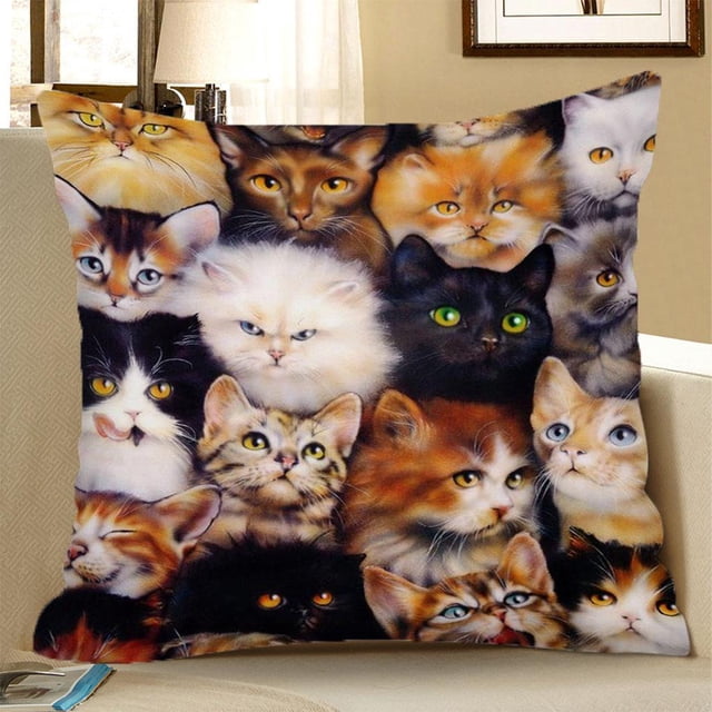 Funda De Cojín Cuadrada De De Del Automóvil Funda De Almohada Con De Animal Reutilizable Y Extraíble Gato 60x60cm Yotijar Funda de cojín cuadrada