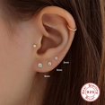 thumbnail image 5 of Juego de aretes de plata de ley con circonita cúbica de 2 a 8 mm, bola redonda pequeña hipoalergénica, corte redondo chapado en oro blanco, 5 of 5