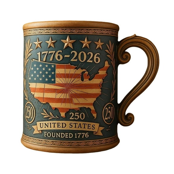 Commemorative 3D Journey Of The United States 250th Anniversary Patriotic Veteran Glass Mug Cup