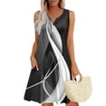 thumbnail image 2 of Vestido Corto para las Mujeres de Verano, la Impresión de la Moda de Bolsillo Botón sin Mangas Cuello en V para Casual Y Diario, 2 of 7
