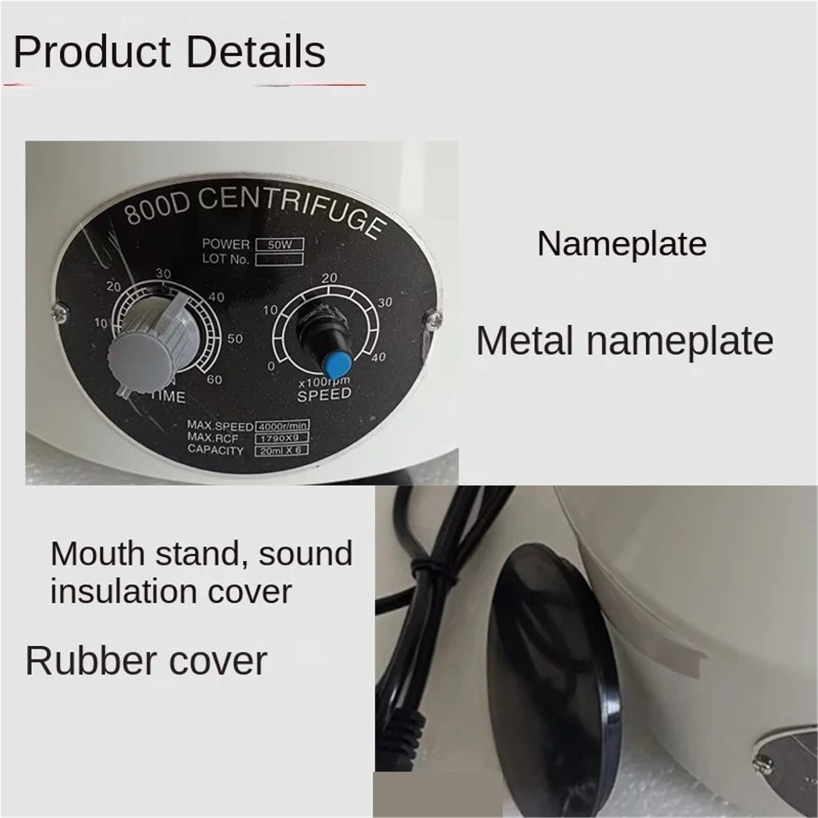 Portable Electric Mini Low Speed PRP Centrifuge Machine For Lab 800D Centrifuga DC Motor 4000rpm With 6x20ml Rotor ,Efficient Separation