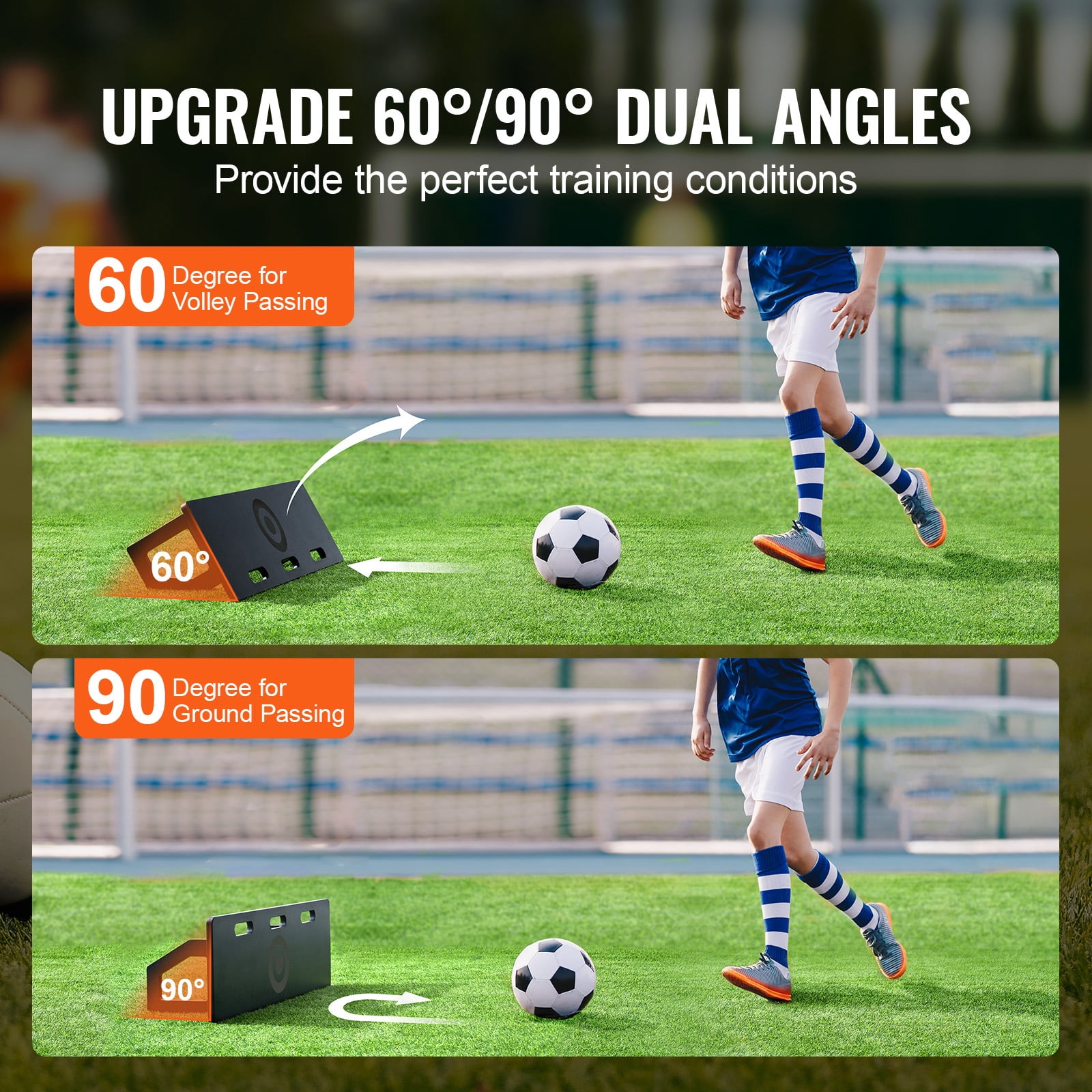 KFFKFF Football Bounce Board, 42"X12" Movable Football Barrier with Dual Angle Return, Collapsible HDPE Return Board, Football Coaching Gear for Children and Adults, Passing & Shooting Drills