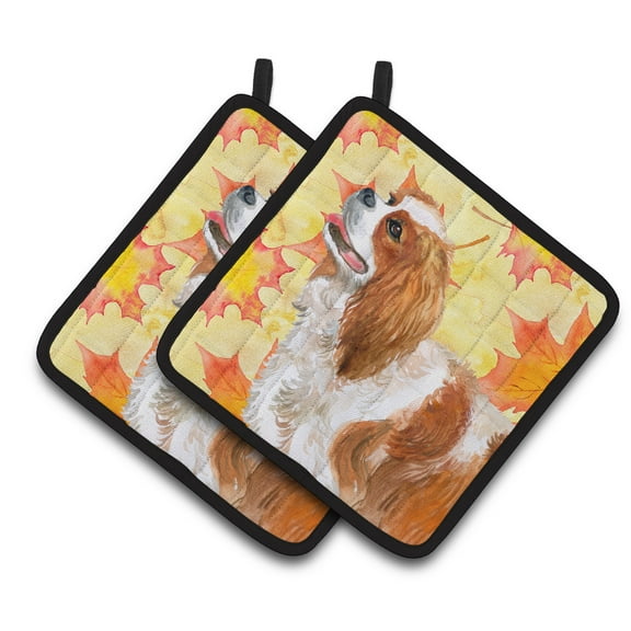 Caroline's Treasures Cavalier Spaniel Fall Pair of Pot Holders