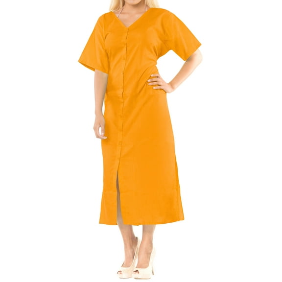 HAPPY BAY Women's Beachwear Swimsuit Coverups Summer Cover ups for Swimwear Women Button up Shirt Dress Beach L-XL Orange, Solid