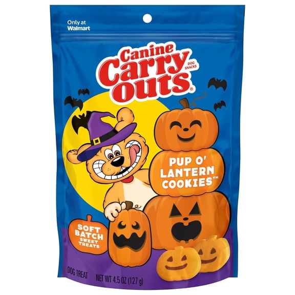 Canine Carry Outs Pup O’ Lantern Cookies, Chewy Dog Treats, 4.5 oz Bag
