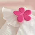 thumbnail image 7 of Juorvia Girls Toddler 3 Piece Outfits Knitted Loose Fitted Flowers Tops Shorts with Matching Beret Hat(18-19 Months,Hot Pink), 7 of 7