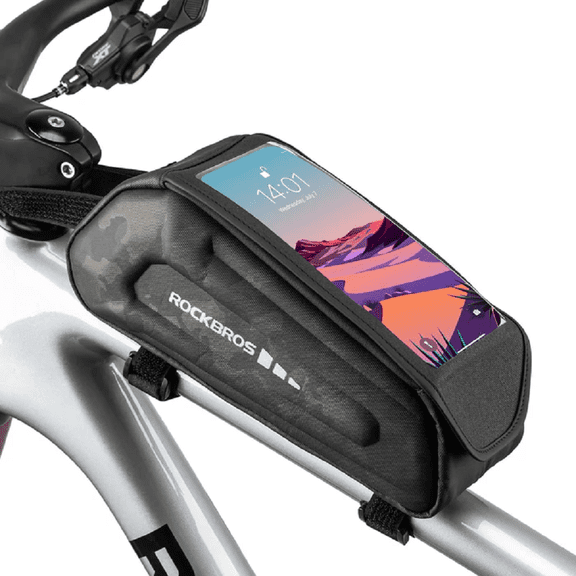 ROCKBROS Bike Top Tube Bag Under 6.8” - EVA Waterproof Bicycle Frame Pouch