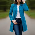 thumbnail image 3 of Women's Long Coat Winter Double Breasted Collared Jackets Heavyweight Long Sleeve Solid Color Trendy Outfits Light Blue XL, 3 of 4
