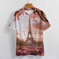 thumbnail image 3 of Blossoming Paris Eiffel Tower Women's T-Shirt Short Sleeve T Shirts Tops Tee Ladies Loose T, 3 of 6