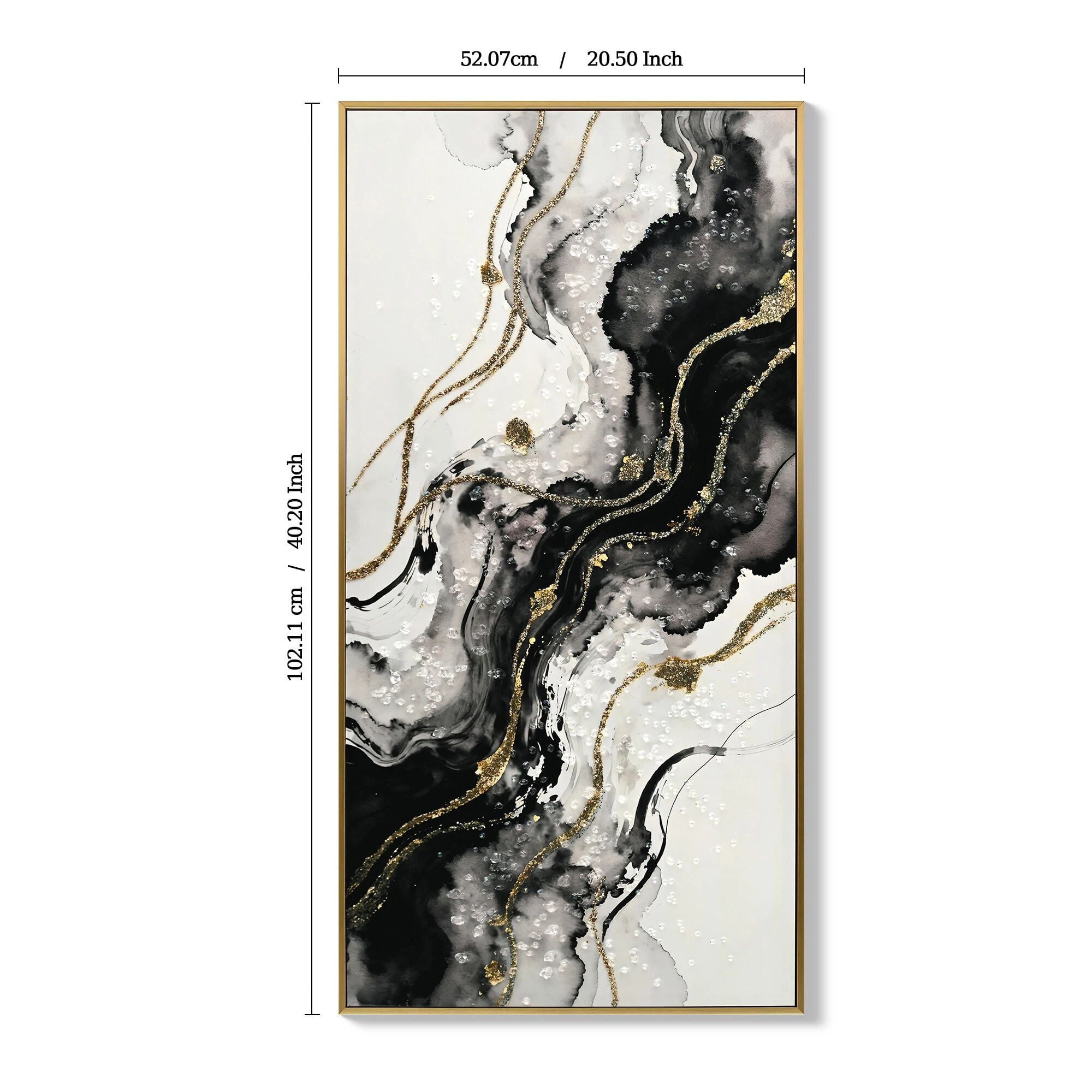 Euroco Modern Minimalist Abstract Wall Art Set of 2, Large Framed Canvas Prints Paintings Wall Decor, Black Gold Pictures for Hallway Office,20x40In