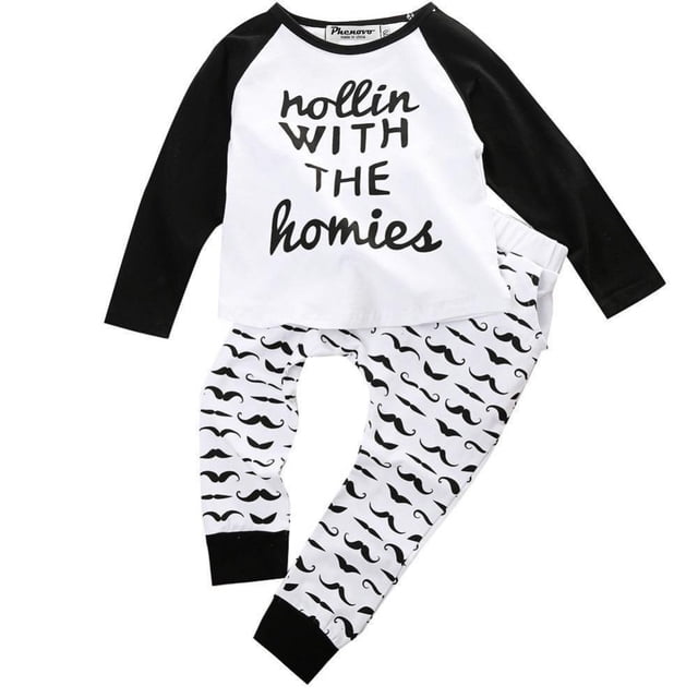 Phenovo - Conjunto De 2 Camisetas De Manga Larga Y Pantalones Para Bebés Pequeños, 70 Cm Phenovo Trajes para niños