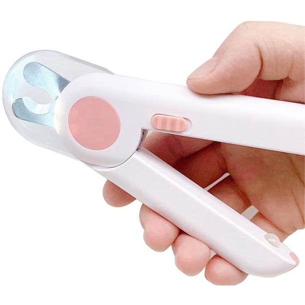 Cortauñas profesional para perros y gatos, recortador de uñas para mascotas con luces LED y protector contra salpicaduras, para mascotas pequeñas y medianas (rosa).