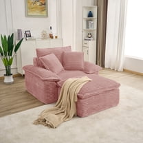 DEALTOPS Modular Cloud Sofa Chair with Ottoman, Corduroy Oversized Deep Seat Couch for Living Room, No Assembly, Pink