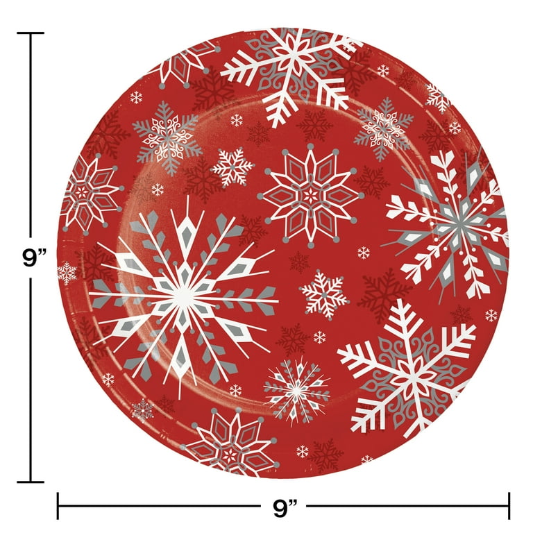 10pcs - 9in Disposable Paper Plates Snowflake Design, Ideal For