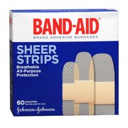 Band Aid Brand Adhesive Bandages Sheer Strips, Assorted Sizes, 60 Ct