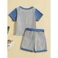 thumbnail image 3 of Wassery Baby Boys Summer Outfits 6 12 18 24 Months Infant Letter Print Short Sleeve T-shirt Tops and Casual Contrast Color Shorts Set 2Pcs, 3 of 9