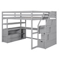thumbnail image 4 of EUROCO Modern Full Size Loft Bed with Storage Shelves and Built-in Desk, Staircase and Cabinets, Gray, 4 of 15