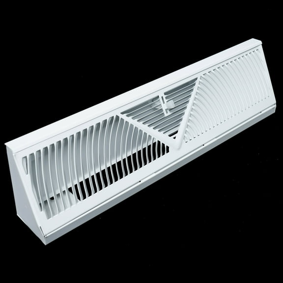 Fits 18" [External Length] Baseboard Space | Corner Baseboard Register by Handua | Round Type Air Flow Design | Register Vent Cover Grill | Adjustable Lever for Air Flow Control | White