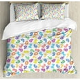 thumbnail image 1 of Numbers Duvet Cover Set King Size, Dots and Lines with Numbers Colorful Children Cartoon Figures Scattered Pattern, Decorative 3 Piece Bedding Set with 2 Pillow Shams, Multicolor, by Ambesonne, 1 of 3