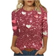 thumbnail image 4 of Vetsdori Plus Size Tops for Women 3/4 Sleeve Summer Blouses Valentine Casual Gifts for Girlfriend Cute,Graphic Ladies T-Shirts Fashion, 4 of 5