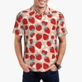 thumbnail image 2 of Balery Red Strawberry Printed Men’s Short Sleeve Polo Shirt, Midweight Men's Shirt,Golf Polo shirts -3X-Large, 2 of 8