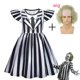 thumbnail image 2 of Ropa de Halloween para niñas, disfraz de la película B-BeetleJuice 2, disfraz de Cosplay para niños, disfraz de Underworld Masters, vestido a rayas, disfraces de actuación, 2 of 5