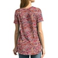 thumbnail image 5 of Mengpipi Blouses for Women Casual Crew Neck Short Sleeve Tunic Tops, Multi Red-XXL(US 20-22), 5 of 8