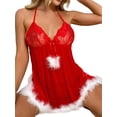 thumbnail image 5 of Enwejyy Womens Christmas Lingeries Sexy Sheer Lace Mesh Feathers Exotic Nightdress Babydoll Lingeries Underwear, 5 of 6