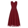 thumbnail image 5 of YiZYiF Girls' Beaded Chiffon Sleeveless Beaded Wedding Junior Bridesmaid Dance Prom Party Dress Burgundy 10, 5 of 7